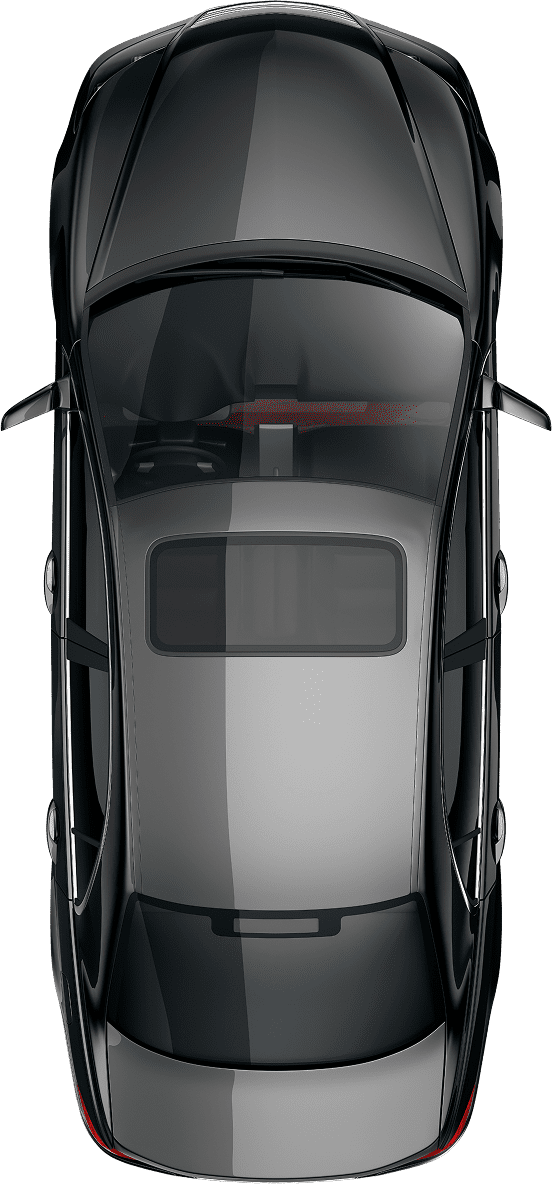 Sleek car viewed from above