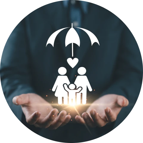 Family protection under umbrella symbol