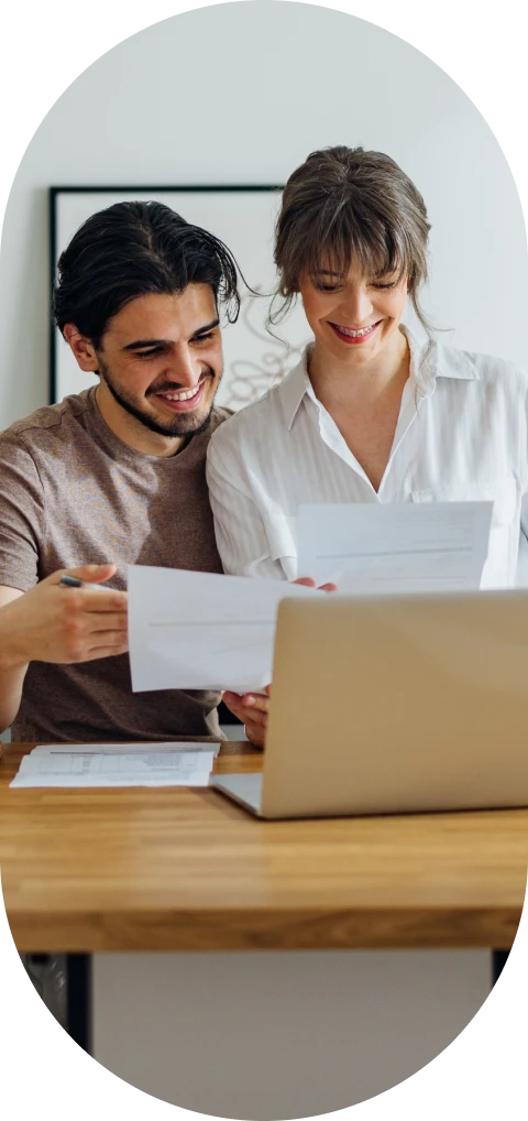 Couple reviewing documents together